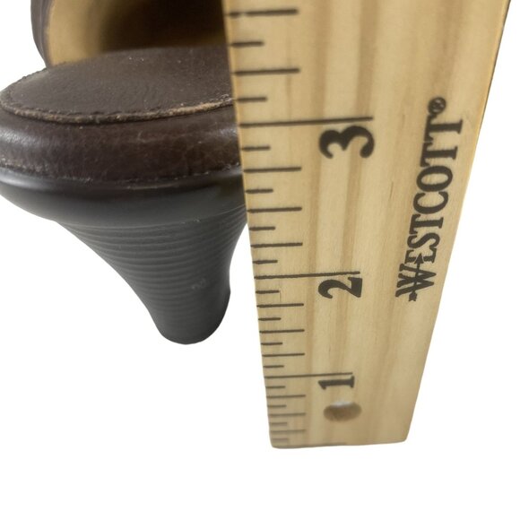 Softspots Womens 6M Brown Suede Leather Mules W Ruched Detailing & Buckle - Picture 5 of 13